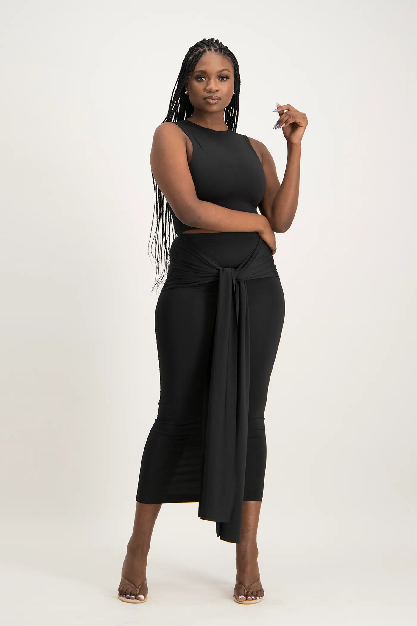 Savannah Wrap Tie Detail Skirt - Black