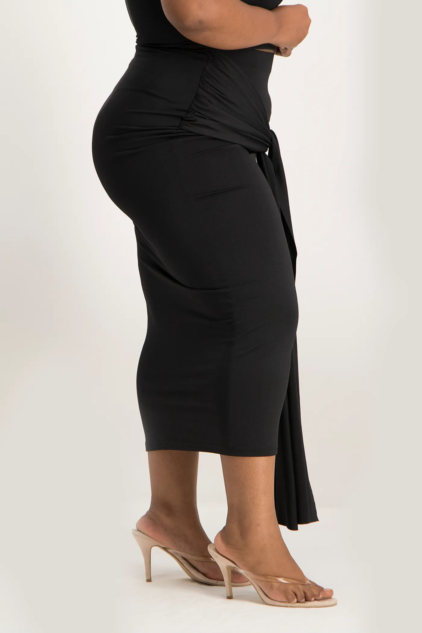 Savannah Wrap Tie Detail Skirt - Black