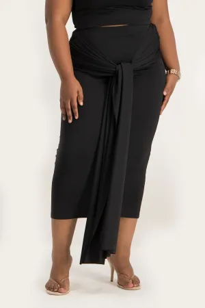 Savannah Wrap Tie Detail Skirt - Black