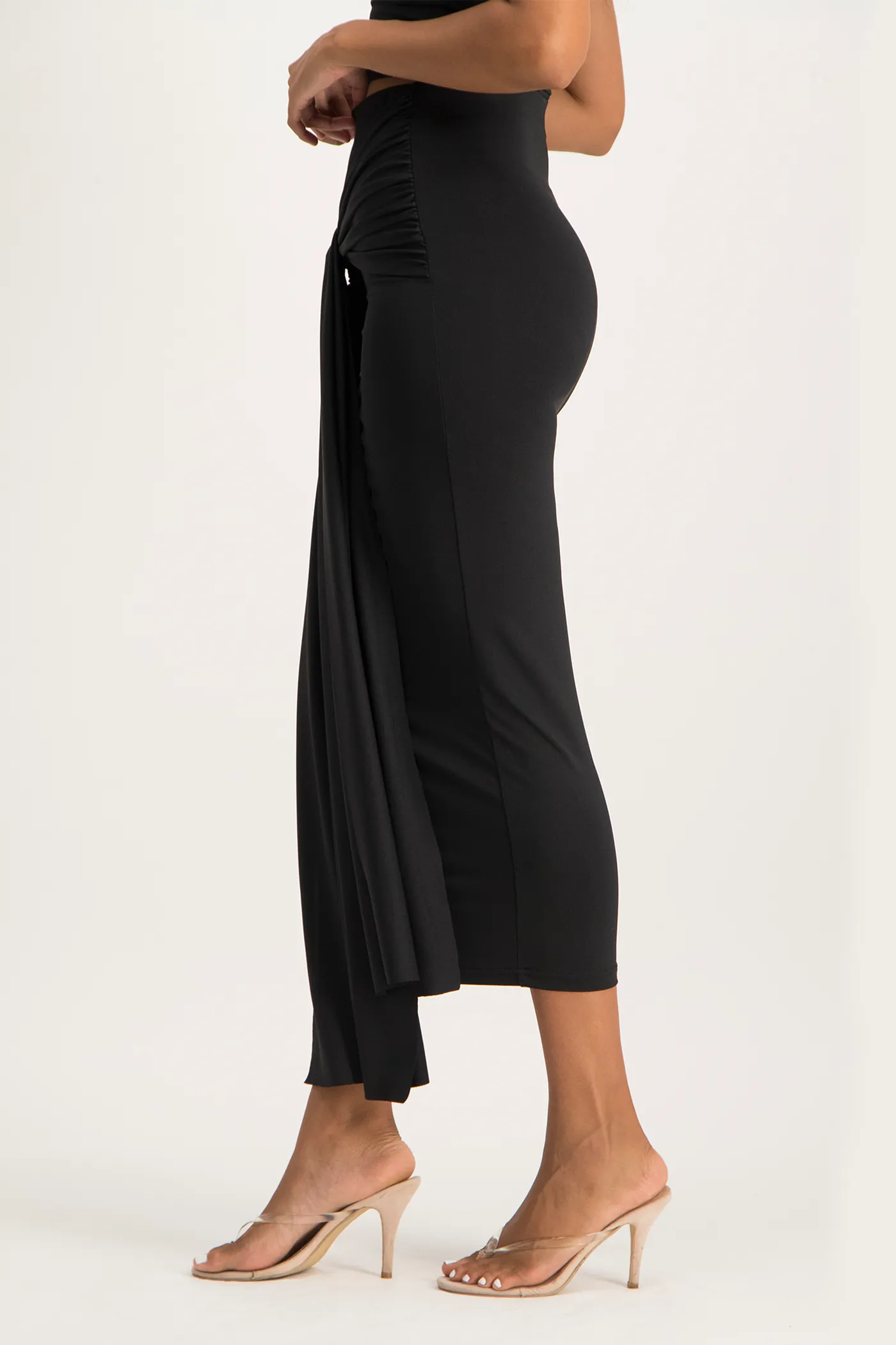 Savannah Wrap Tie Detail Skirt - Black