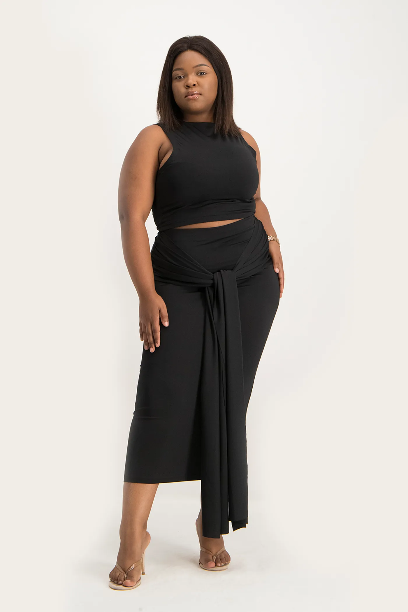 Savannah Wrap Tie Detail Skirt - Black