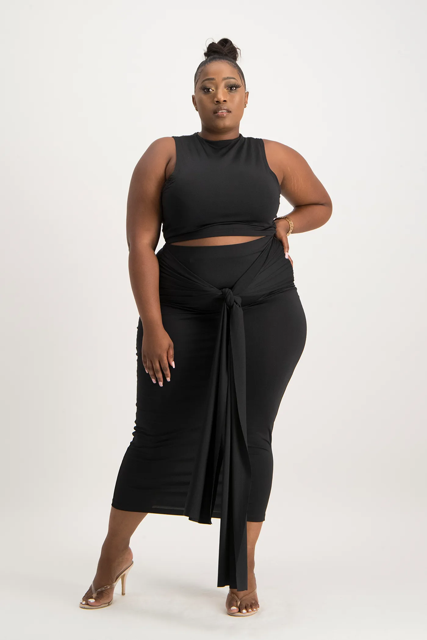 Savannah Wrap Tie Detail Skirt - Black