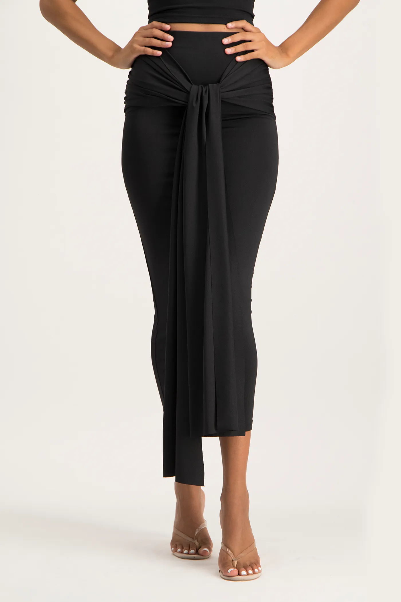 Savannah Wrap Tie Detail Skirt - Black