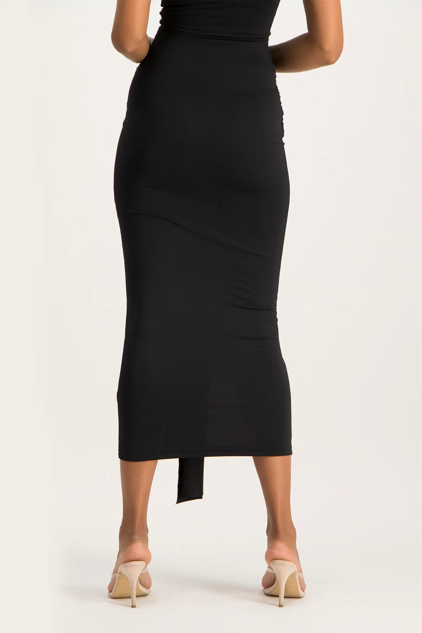 Savannah Wrap Tie Detail Skirt - Black