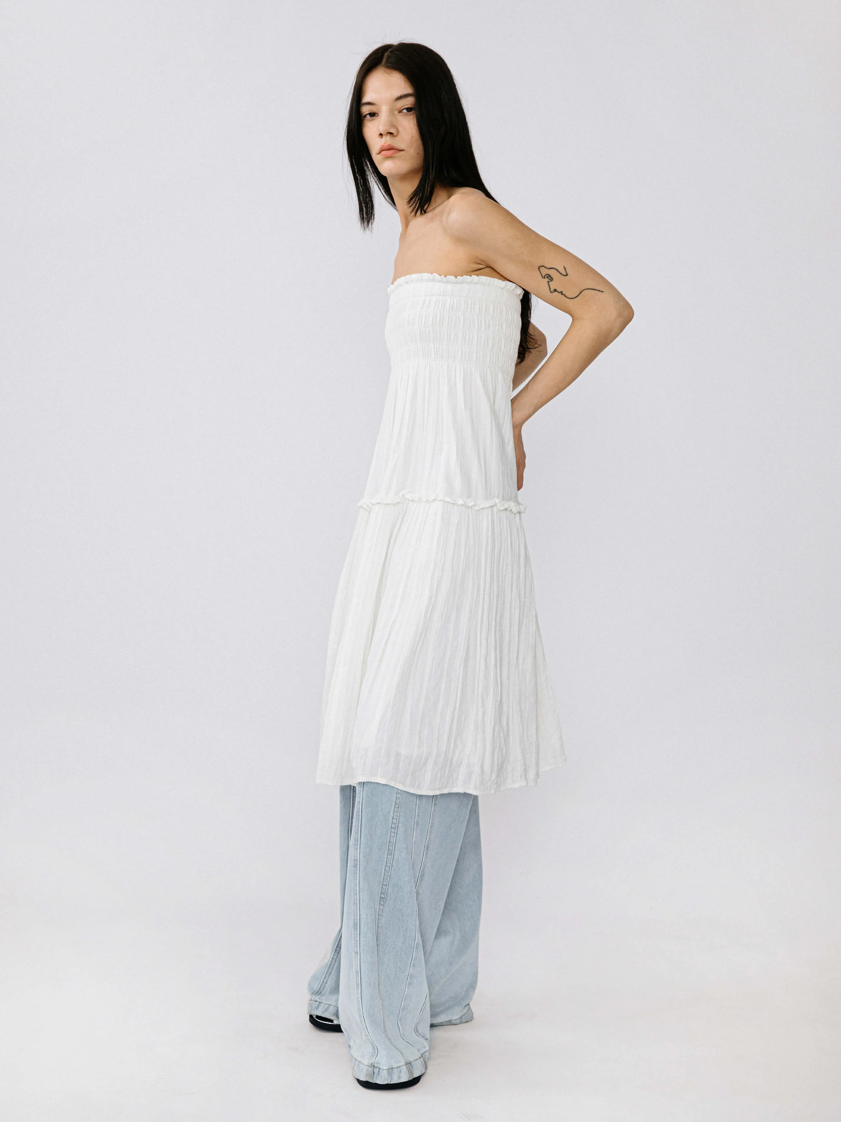 Single Tiered Smocked Midi Dress