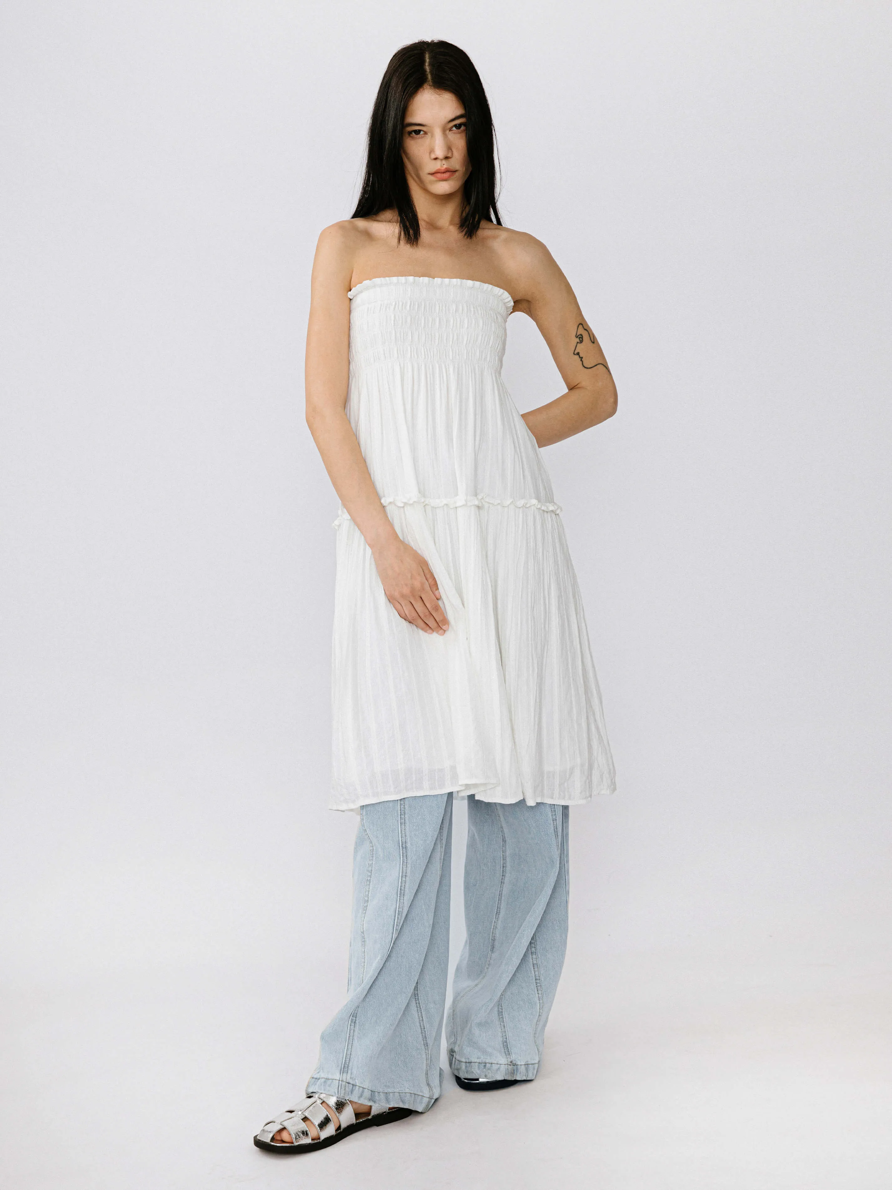 Single Tiered Smocked Midi Dress