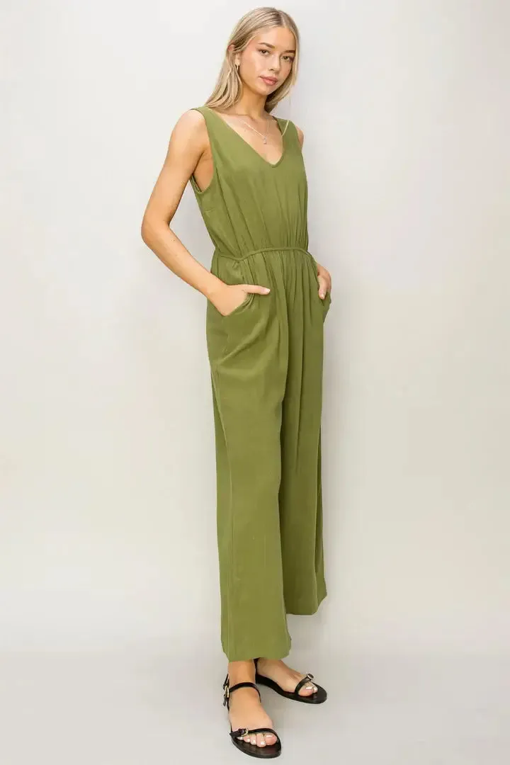 SLEEVELESS LINEN JUMPSUIT