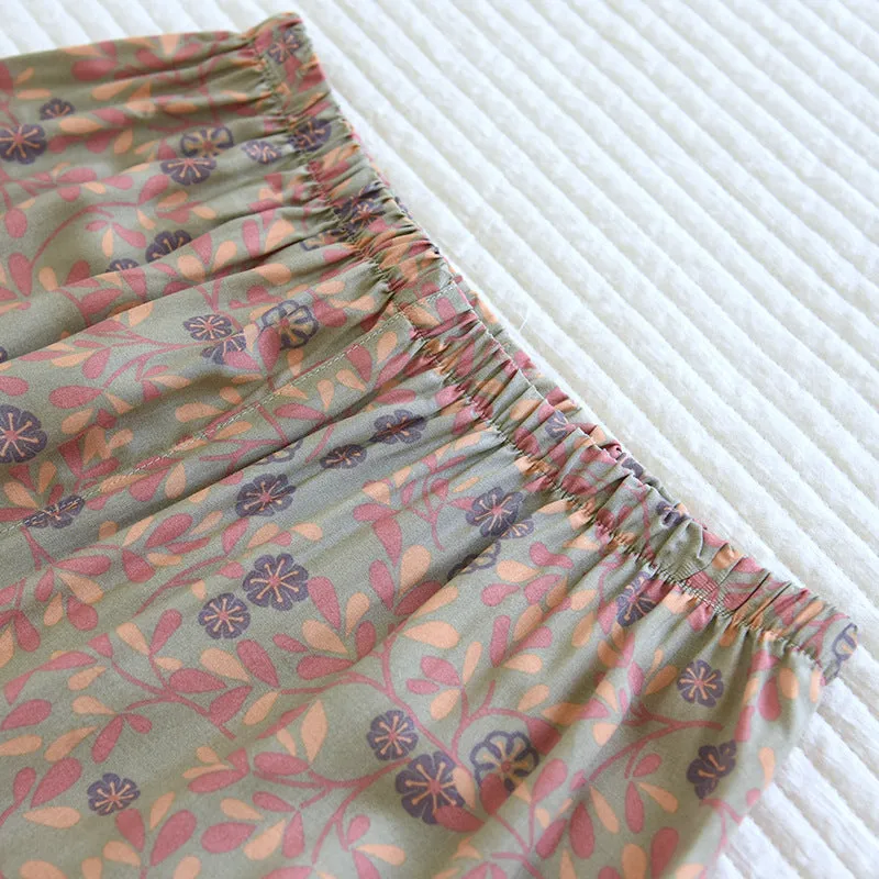 Soft Cotton Bamboo Leaf Print Set