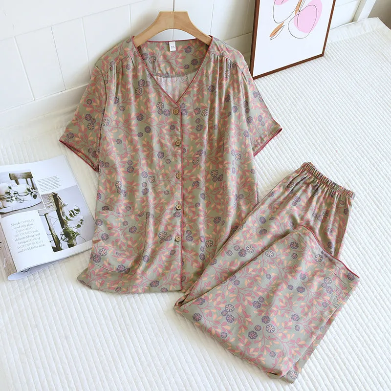 Soft Cotton Bamboo Leaf Print Set