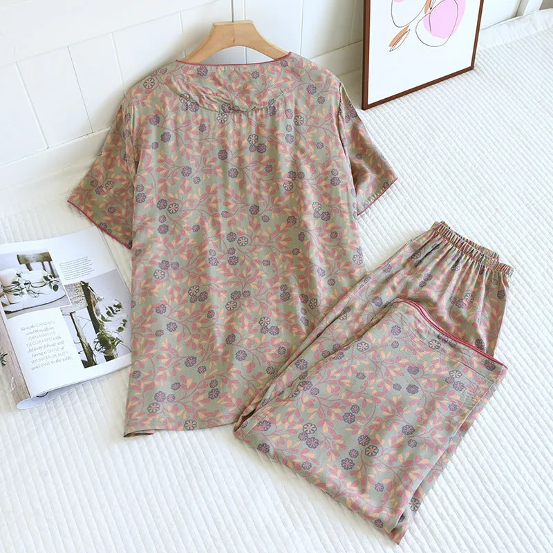 Soft Cotton Bamboo Leaf Print Set