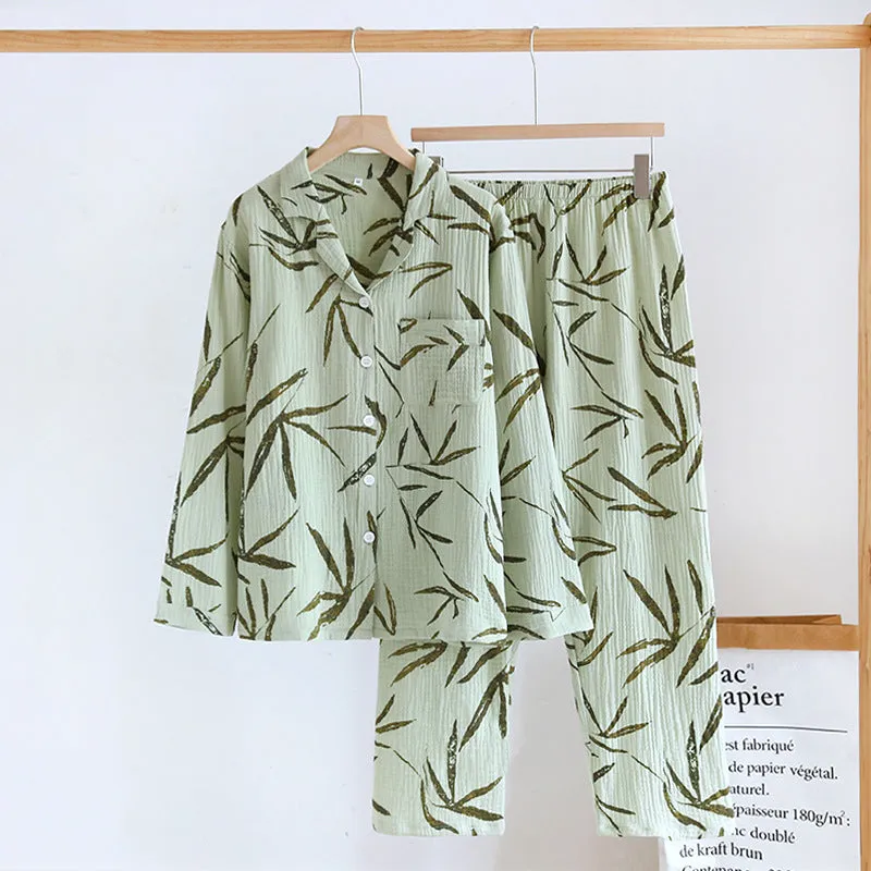 Soft Cotton Bamboo Leaf Print Set