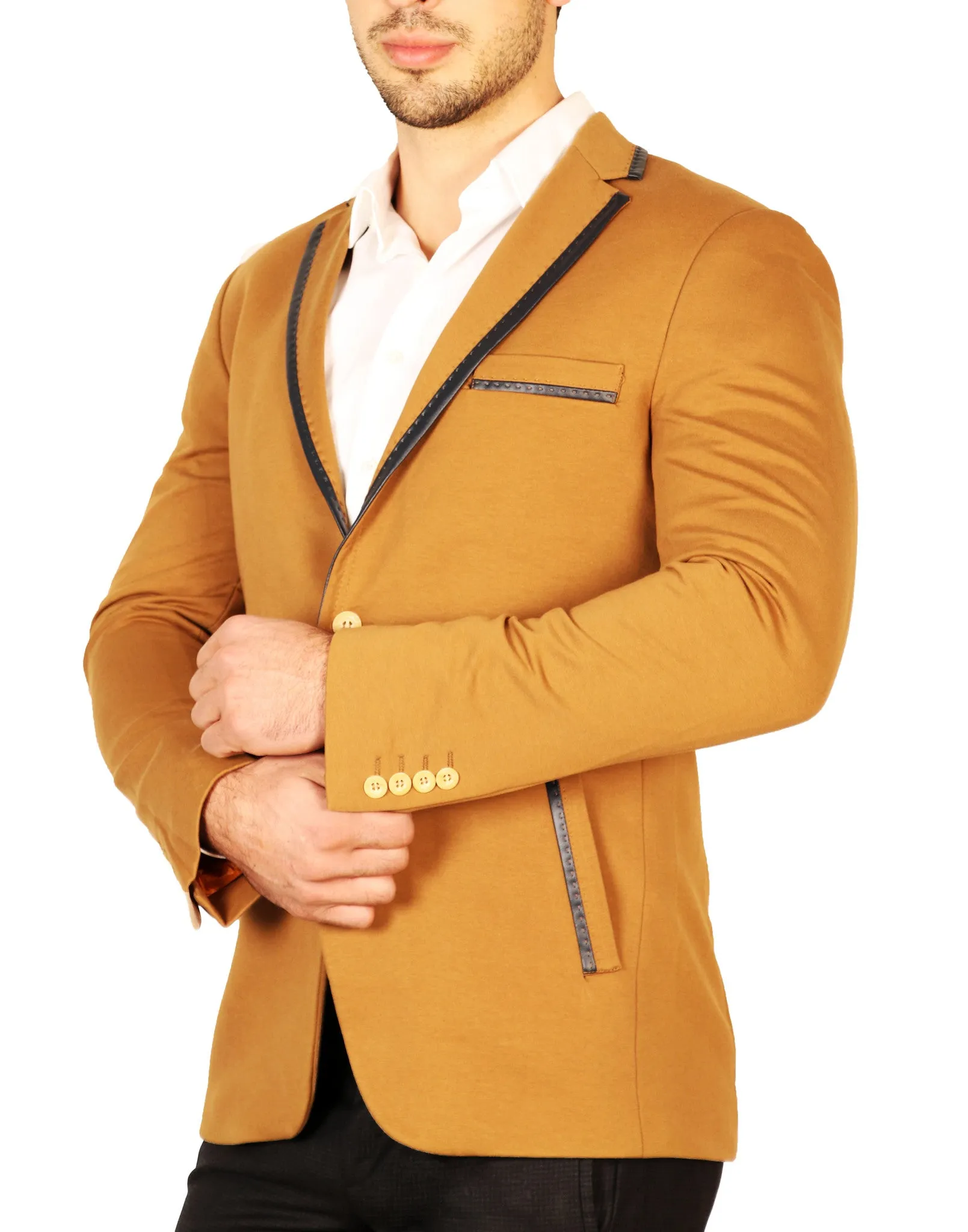 Stitched Contrast Lapel Cotton Sport Jacket