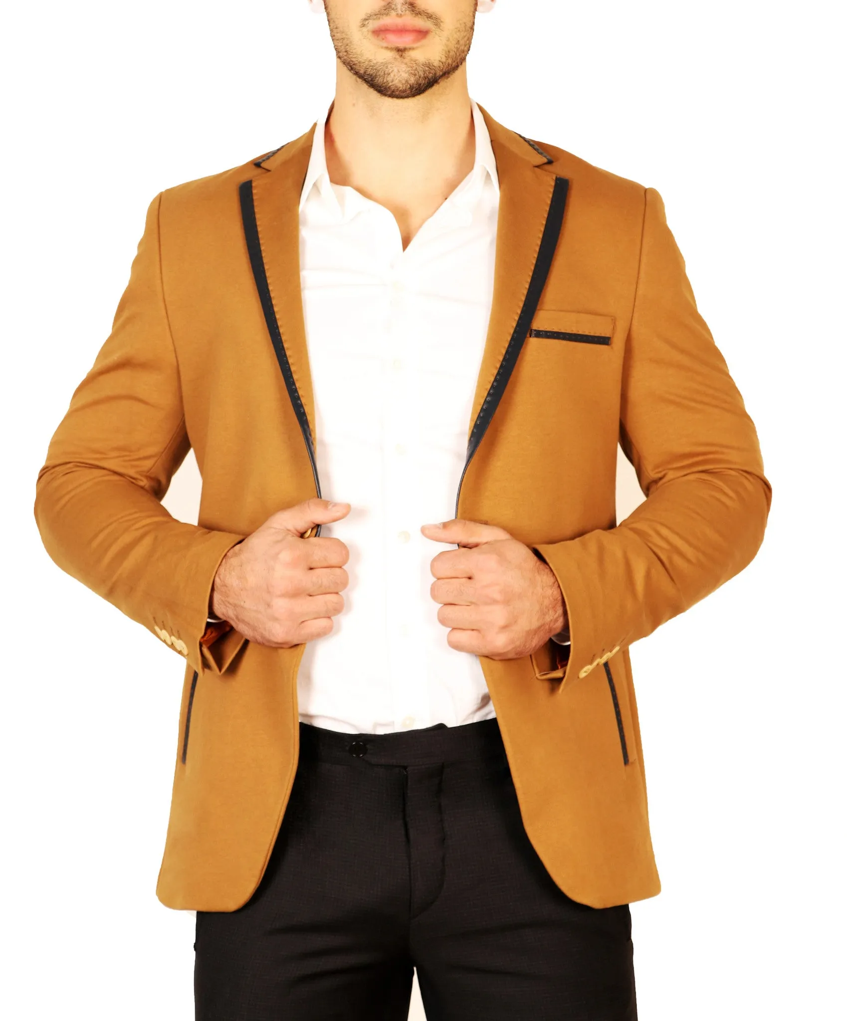 Stitched Contrast Lapel Cotton Sport Jacket