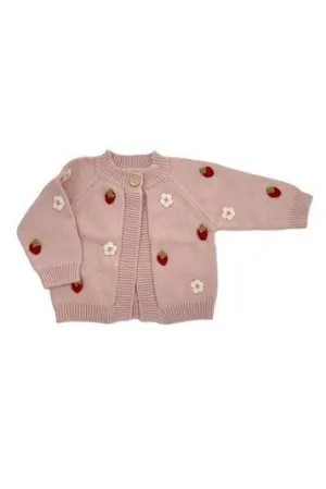 Strawberry Flower Cardigan Blush