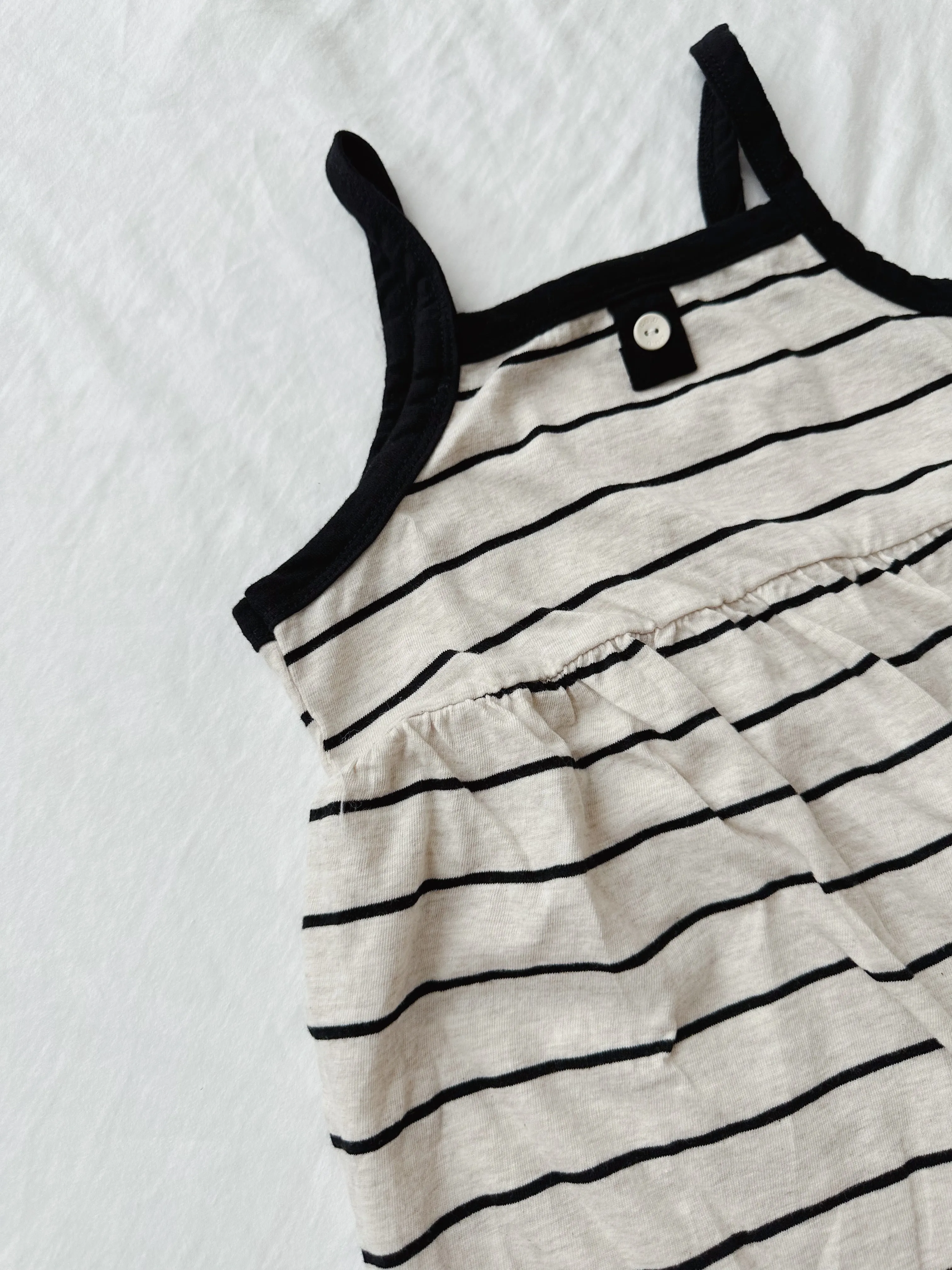 Striped Button Playsuit - Black