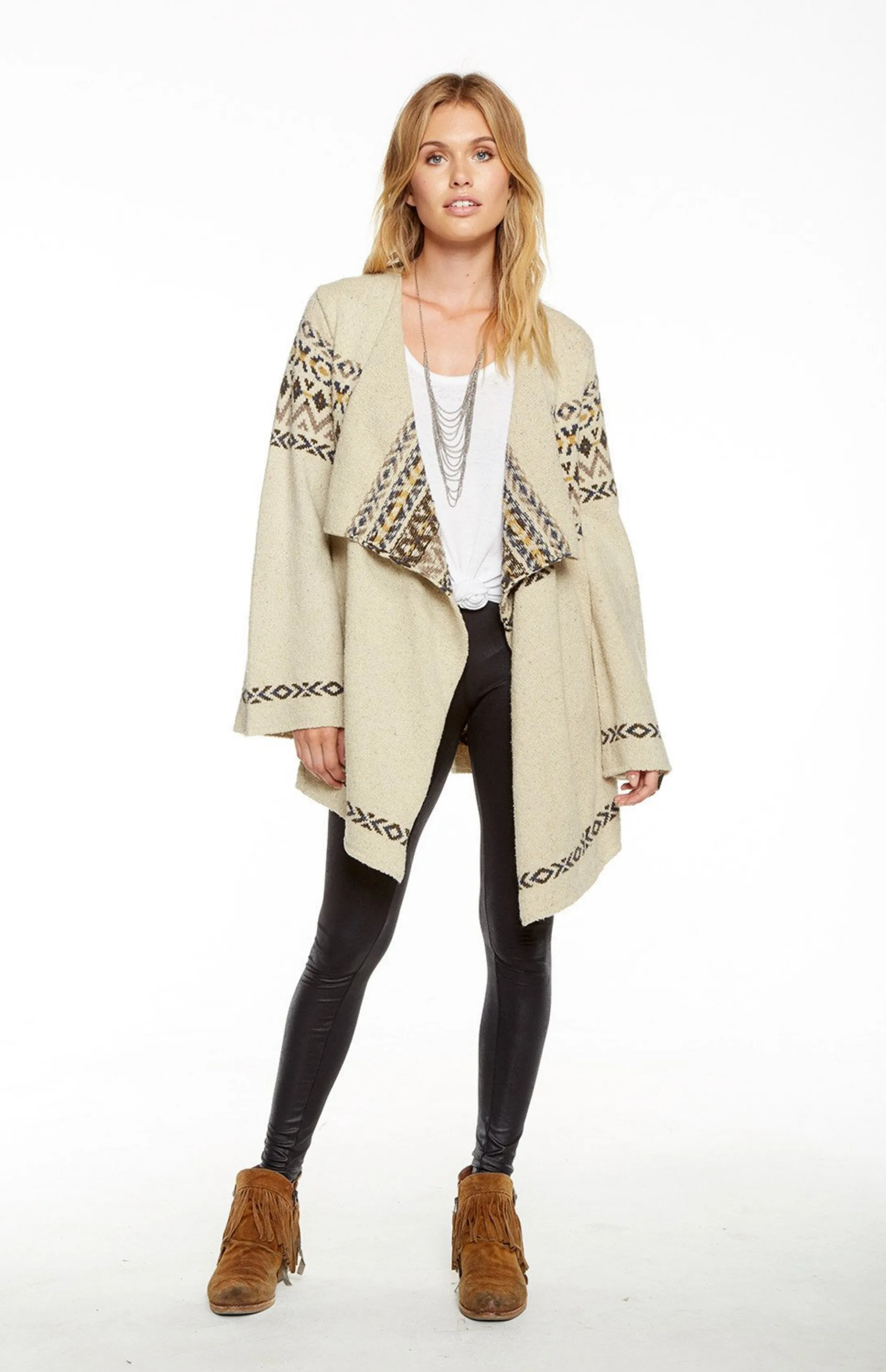 Tan Tribal Print Cardigan