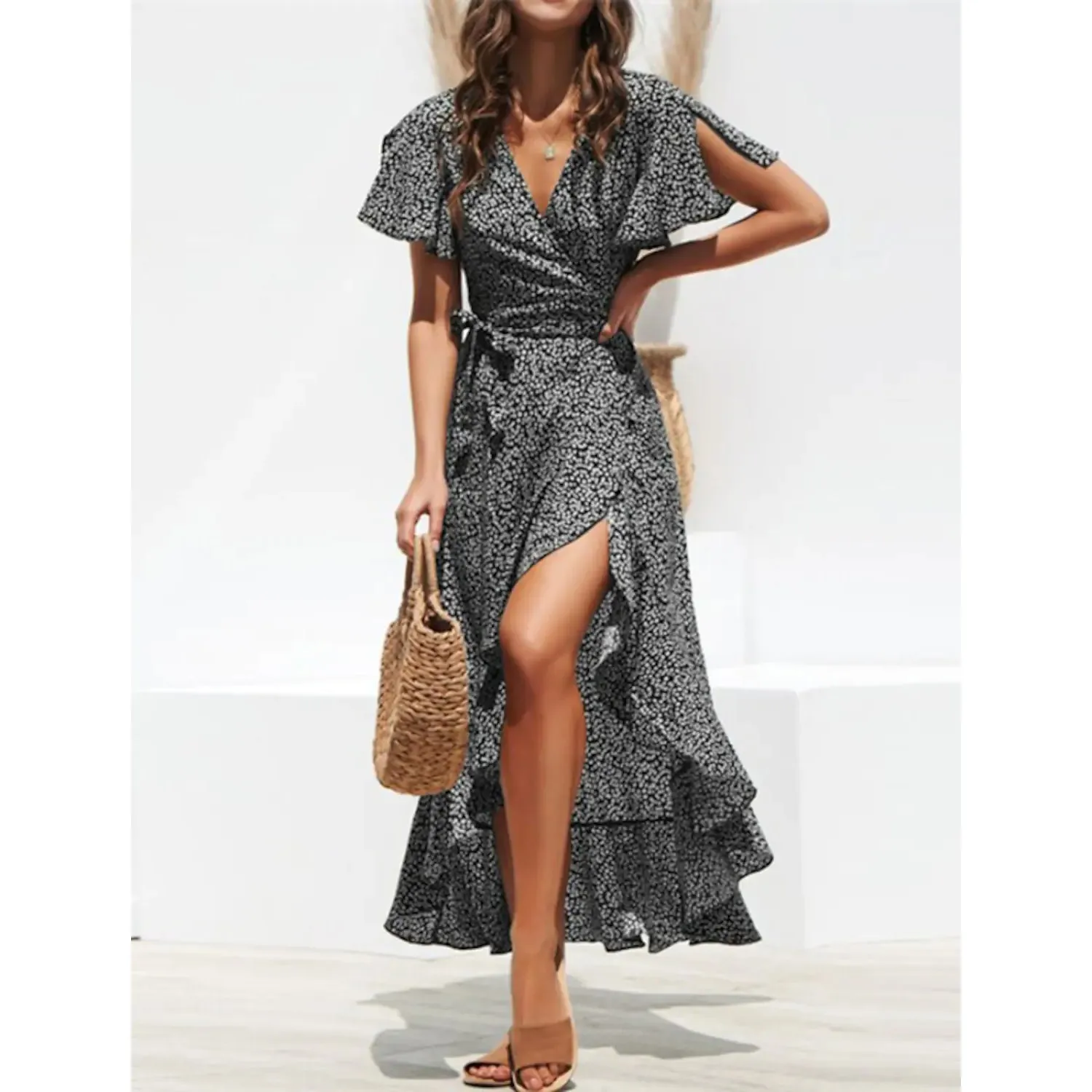 TastyHottie - Women's V-Neck Elegant Long Chiffon Dress