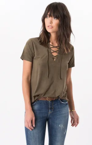 The Suede Lace Up Top