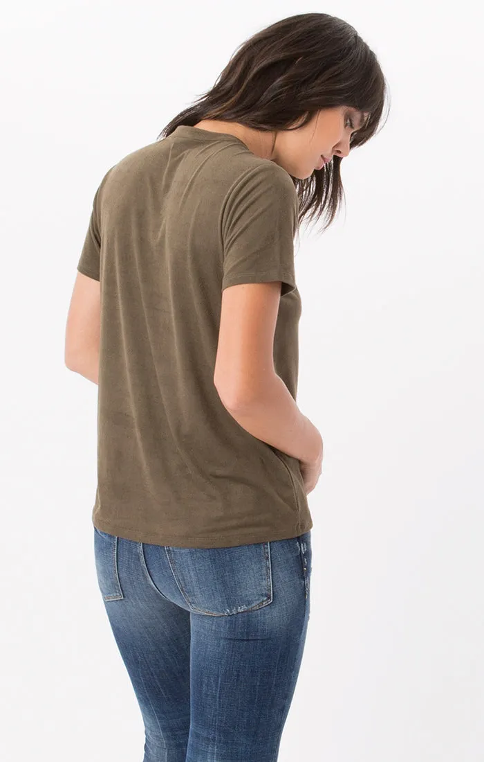 The Suede Lace Up Top