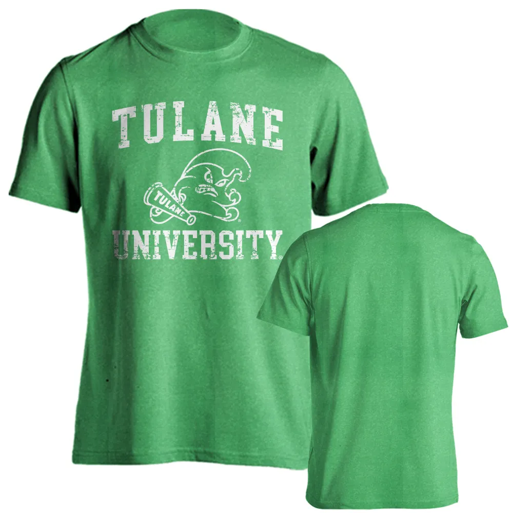 Tulane University Green Wave Tulane Distressed Retro Logo Short Sleeve T-Shirt