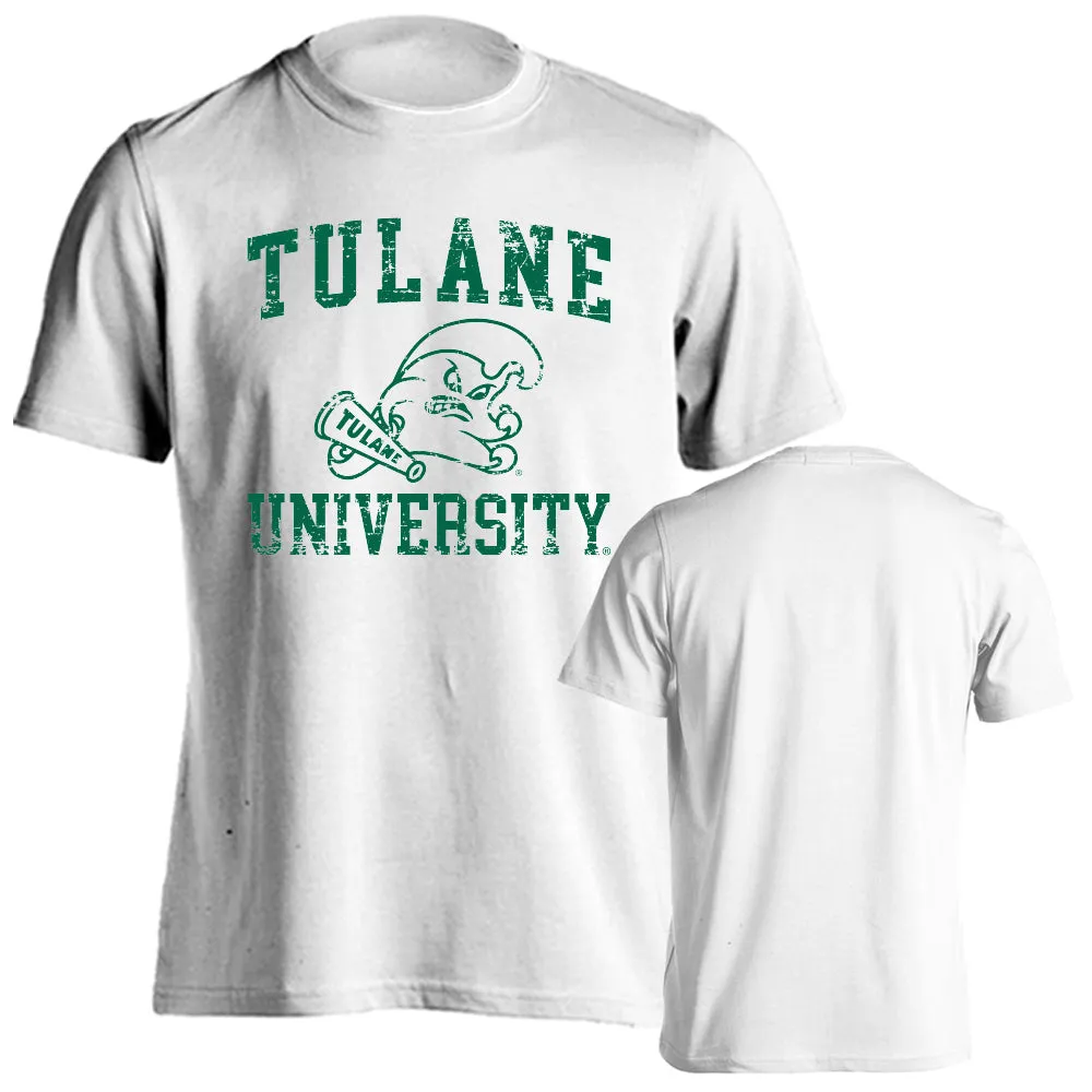 Tulane University Green Wave Tulane Distressed Retro Logo Short Sleeve T-Shirt
