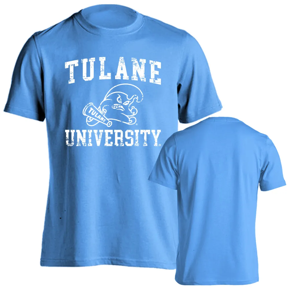 Tulane University Green Wave Tulane Distressed Retro Logo Short Sleeve T-Shirt