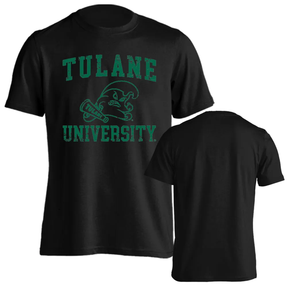 Tulane University Green Wave Tulane Distressed Retro Logo Short Sleeve T-Shirt