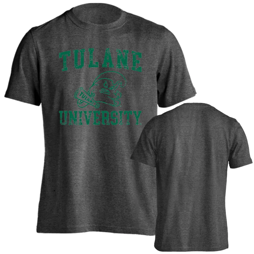 Tulane University Green Wave Tulane Distressed Retro Logo Short Sleeve T-Shirt
