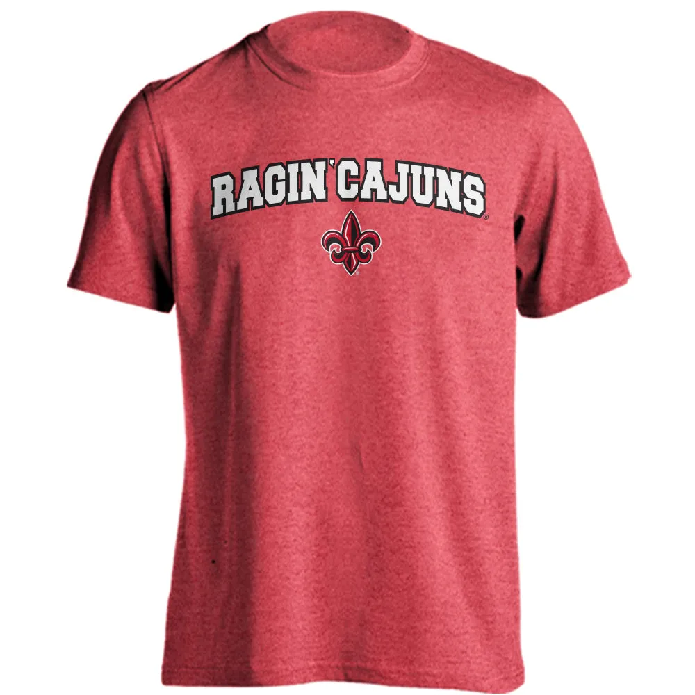 U of Louisiana at Lafayette Ragin' Cajuns Arched Text With Logo Short Sleeve Tee