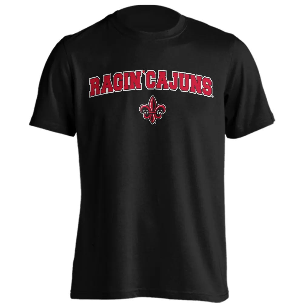 U of Louisiana at Lafayette Ragin' Cajuns Arched Text With Logo Short Sleeve Tee