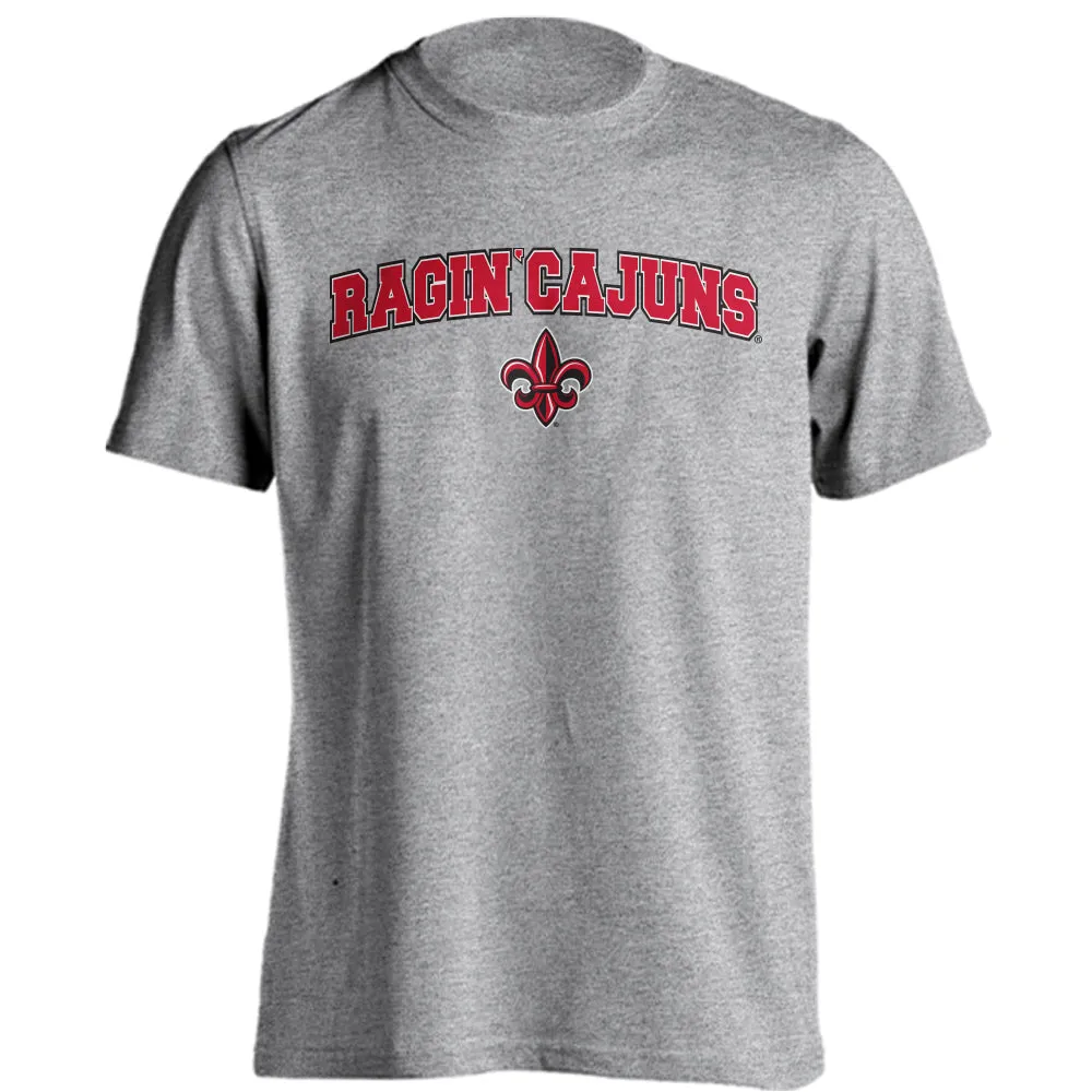 U of Louisiana at Lafayette Ragin' Cajuns Arched Text With Logo Short Sleeve Tee
