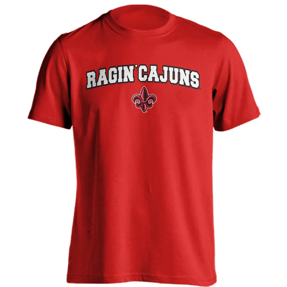 U of Louisiana at Lafayette Ragin' Cajuns Arched Text With Logo Short Sleeve Tee