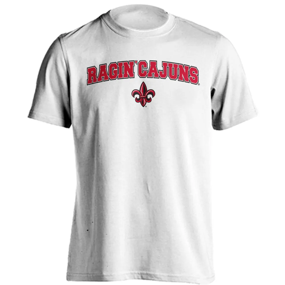 U of Louisiana at Lafayette Ragin' Cajuns Arched Text With Logo Short Sleeve Tee