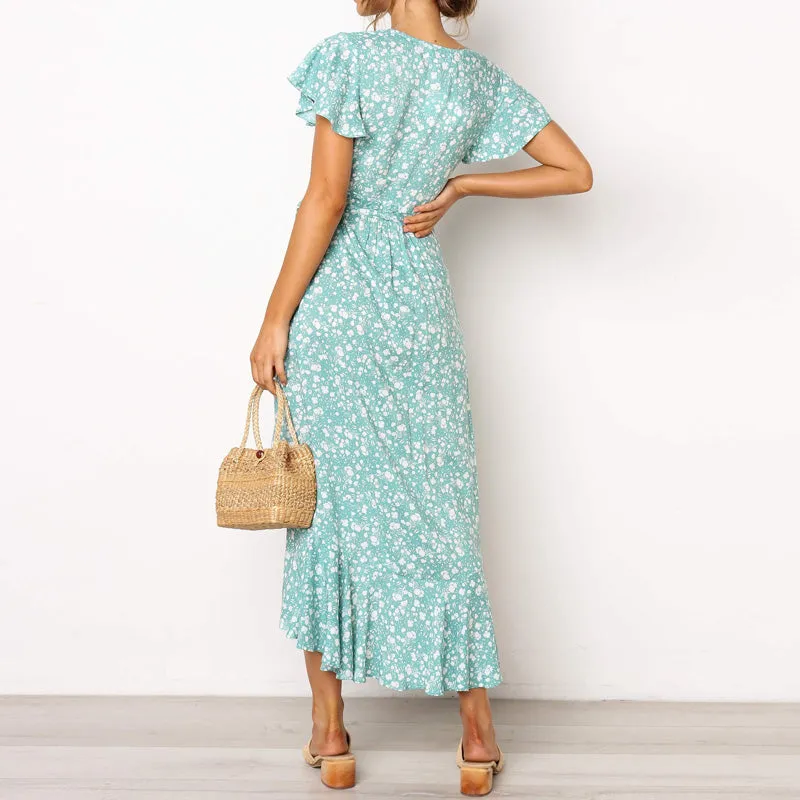 Women Dress Floral Print Long Beach Dress
