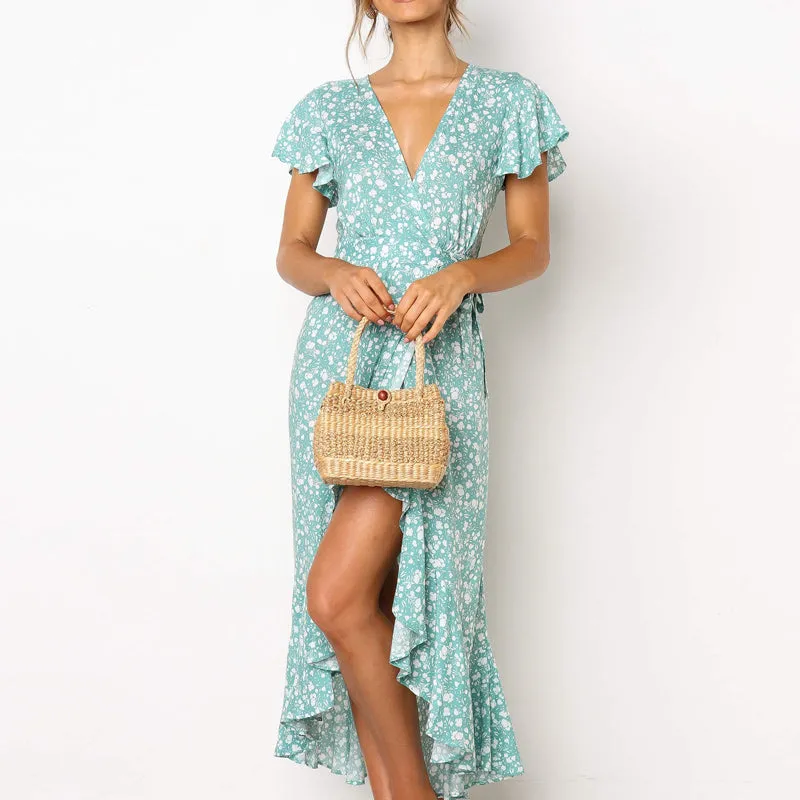 Women Dress Floral Print Long Beach Dress