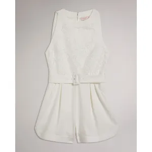 Women Wmt-Finliee-Sleeveless Belted Playsuit - White