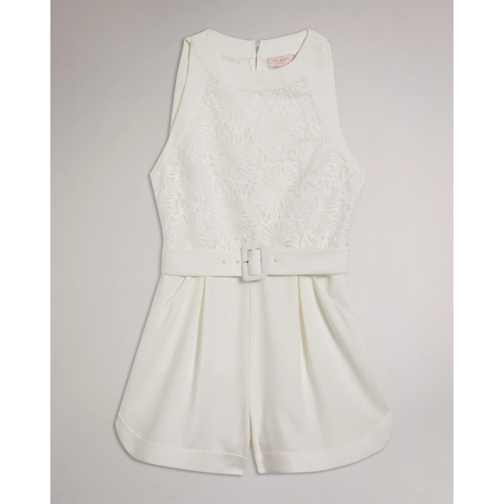 Women Wmt-Finliee-Sleeveless Belted Playsuit - White
