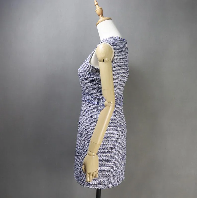Women's CUSTOM MADE Tweed Dark Blue Jacket Coat Blazer  Dress/ Skirt/ Trousers