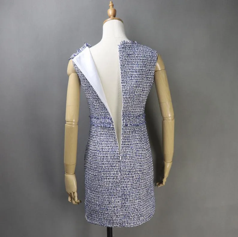 Women's CUSTOM MADE Tweed Dark Blue Jacket Coat Blazer  Dress/ Skirt/ Trousers