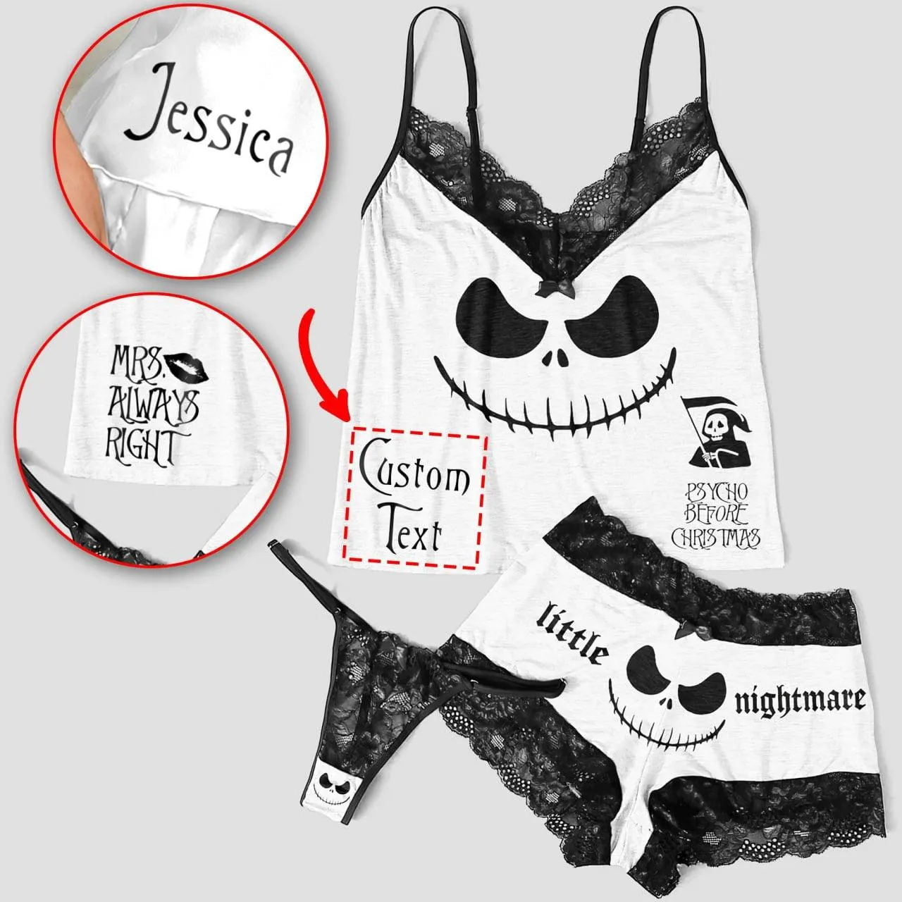 Women's Pajama Set, Sexy Little Nightmare Lace Short Sleepwear Nightwear