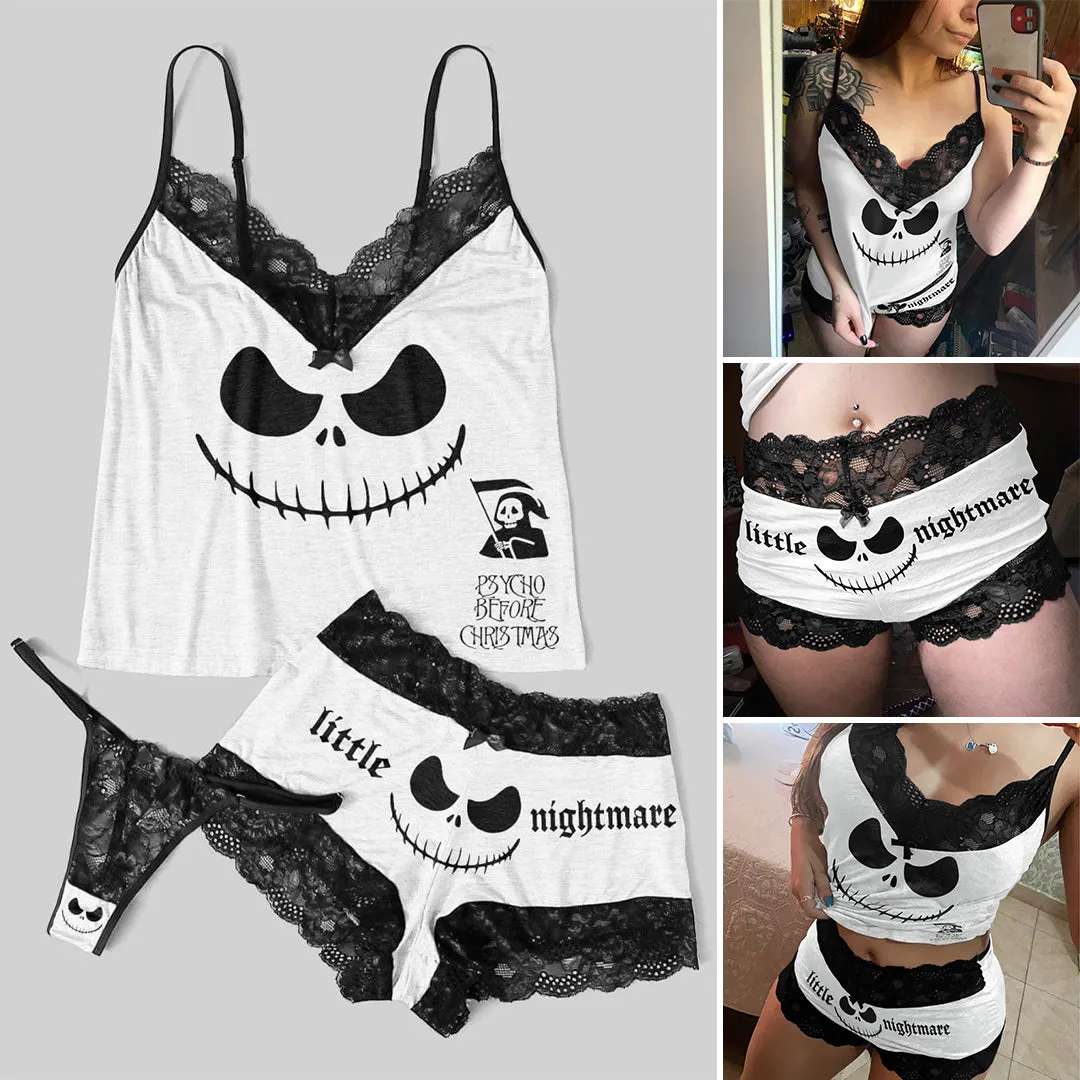 Women's Pajama Set, Sexy Little Nightmare Lace Short Sleepwear Nightwear