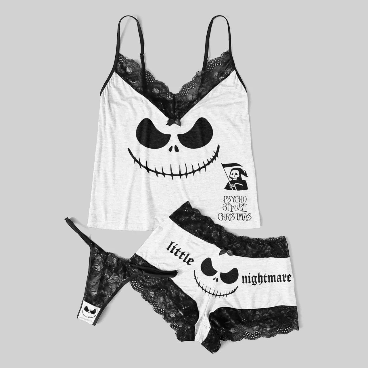 Women's Pajama Set, Sexy Little Nightmare Lace Short Sleepwear Nightwear