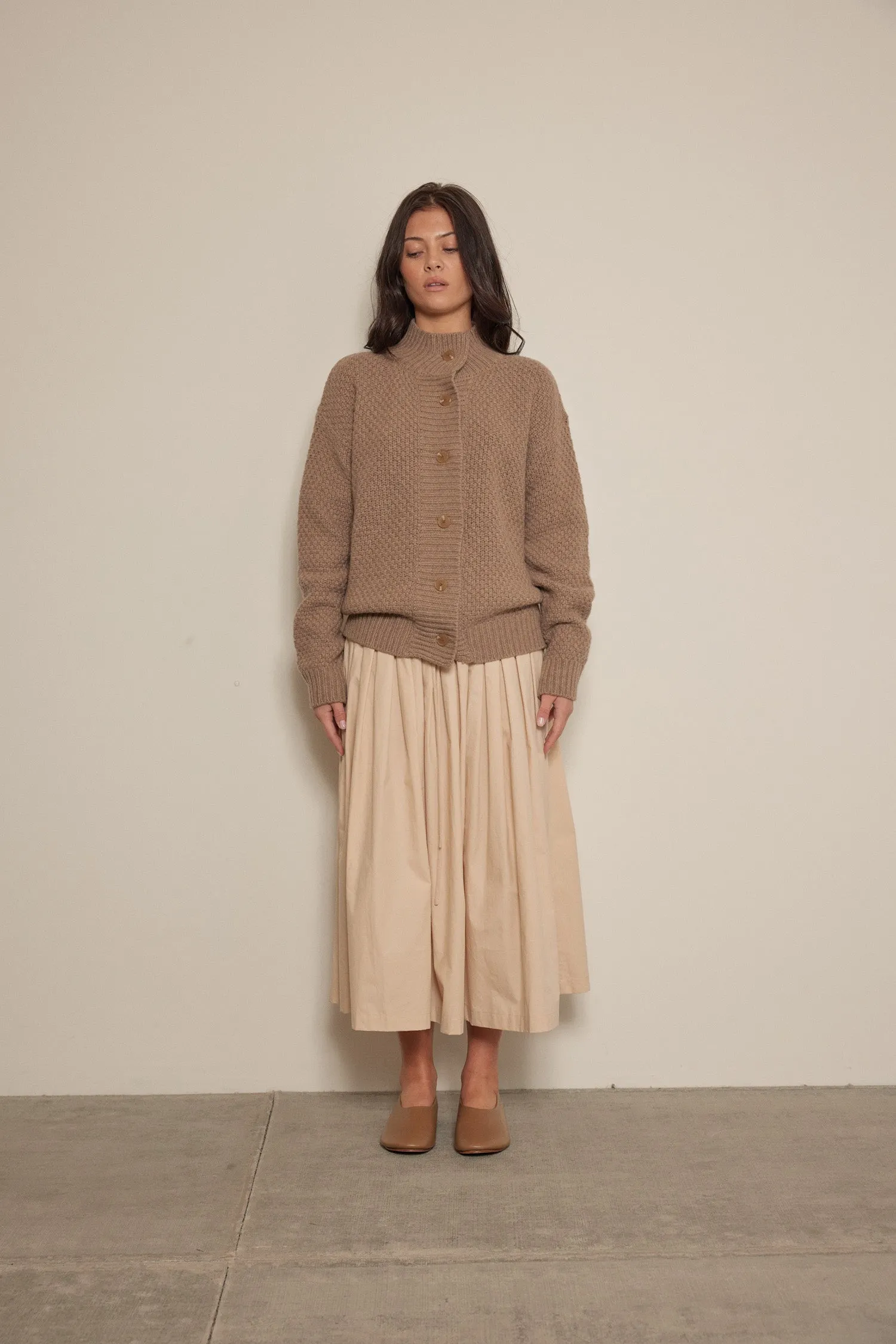 Wool high neck sweater cardigan