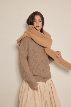 Wool high neck sweater cardigan