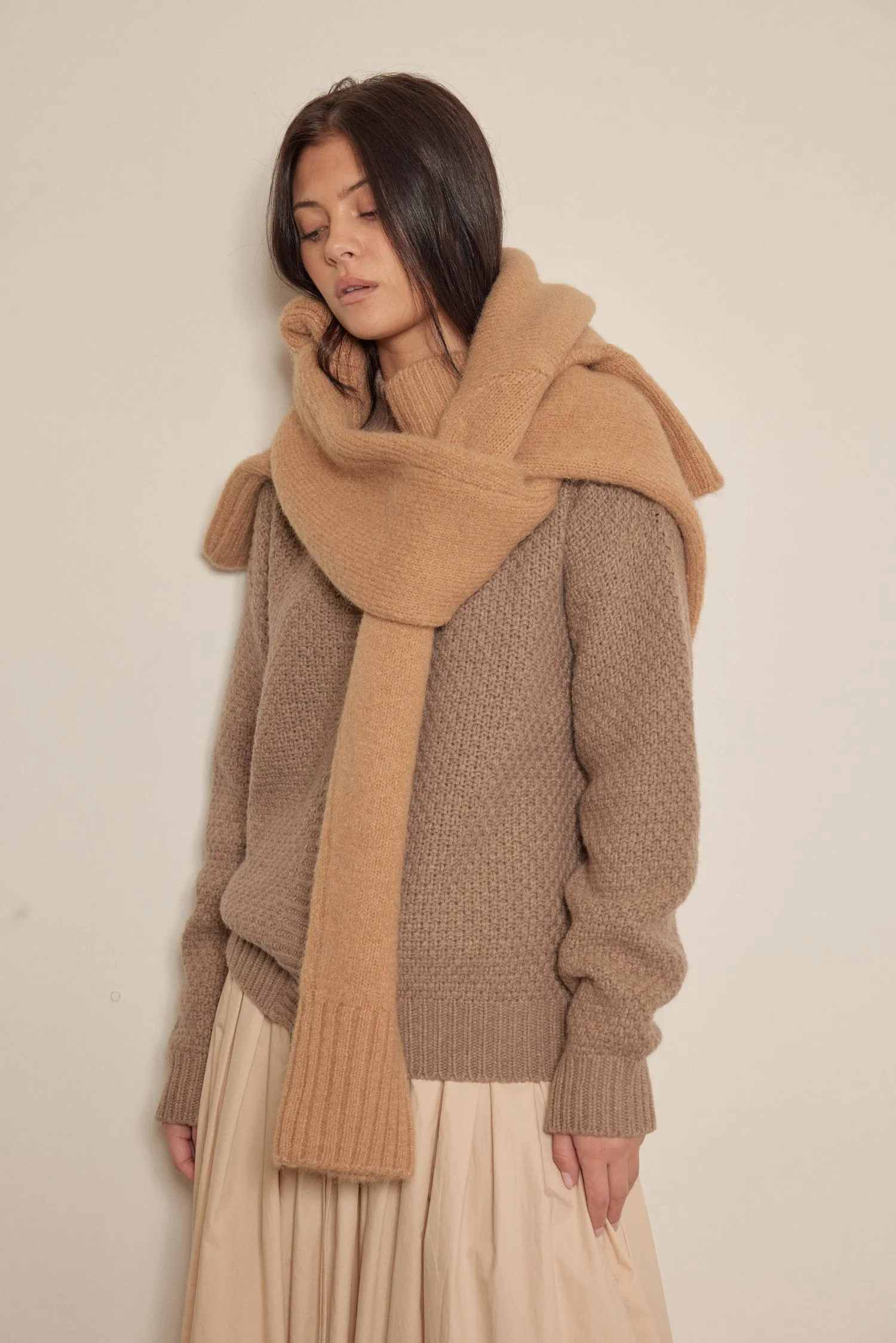 Wool high neck sweater cardigan